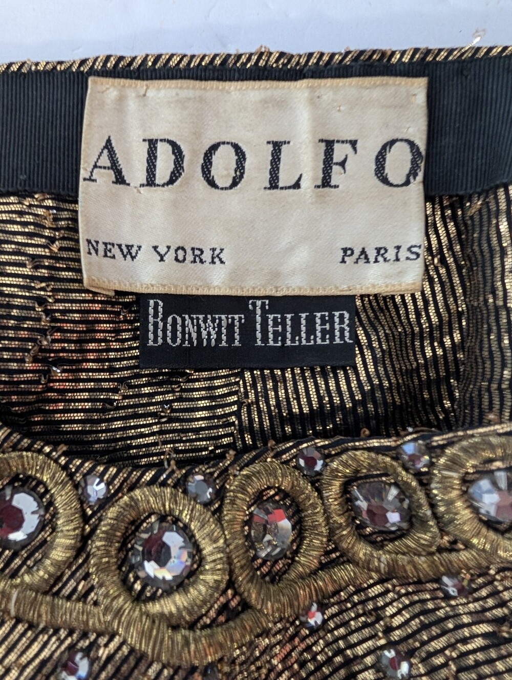 Vintage Adolfo Cloche Hat Incrusted With Rhinestone Sequin Hat - Picture 7 of 9